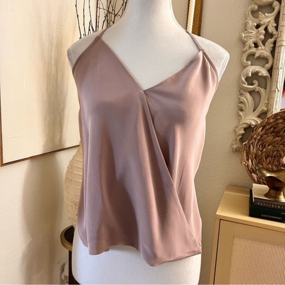 HELENA QUINN Blush Pink 100%‎ Silk Halter Top Size XS